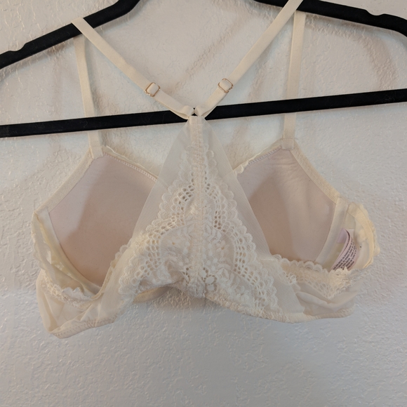 Auden White Lace Front Clasp Racer Back Bra 36A Bridal bachelorette Coquette - Picture 5 of 7